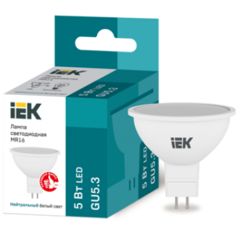 IEK Лампа светодиодная MR16 софит 5Вт 230В 4000К GU5.3 - LLE-MR16-5-230-40-GU5