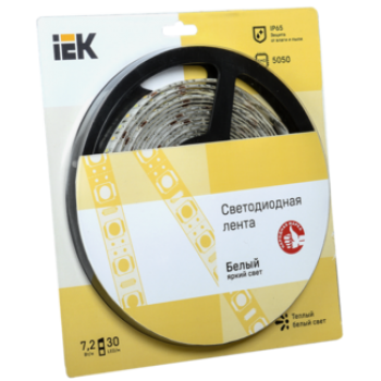 IEK Лента светодиодная 5м блистер LSR-5050WW30-7,2-IP65-12V - LSR2-1-030-65-1-05