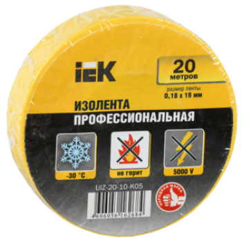 IEK Изолента 0,18х19мм желтая 20м ИЭК - UIZ-20-10-K05